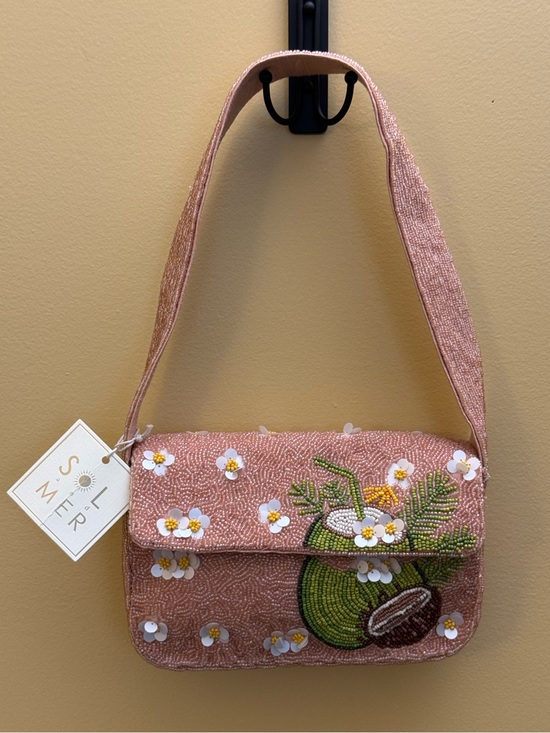 Sol And Mer Handbags - Sol and Mer handcrafted beaded Pink Floral Coconut Bag NWT Tik Tok viral.